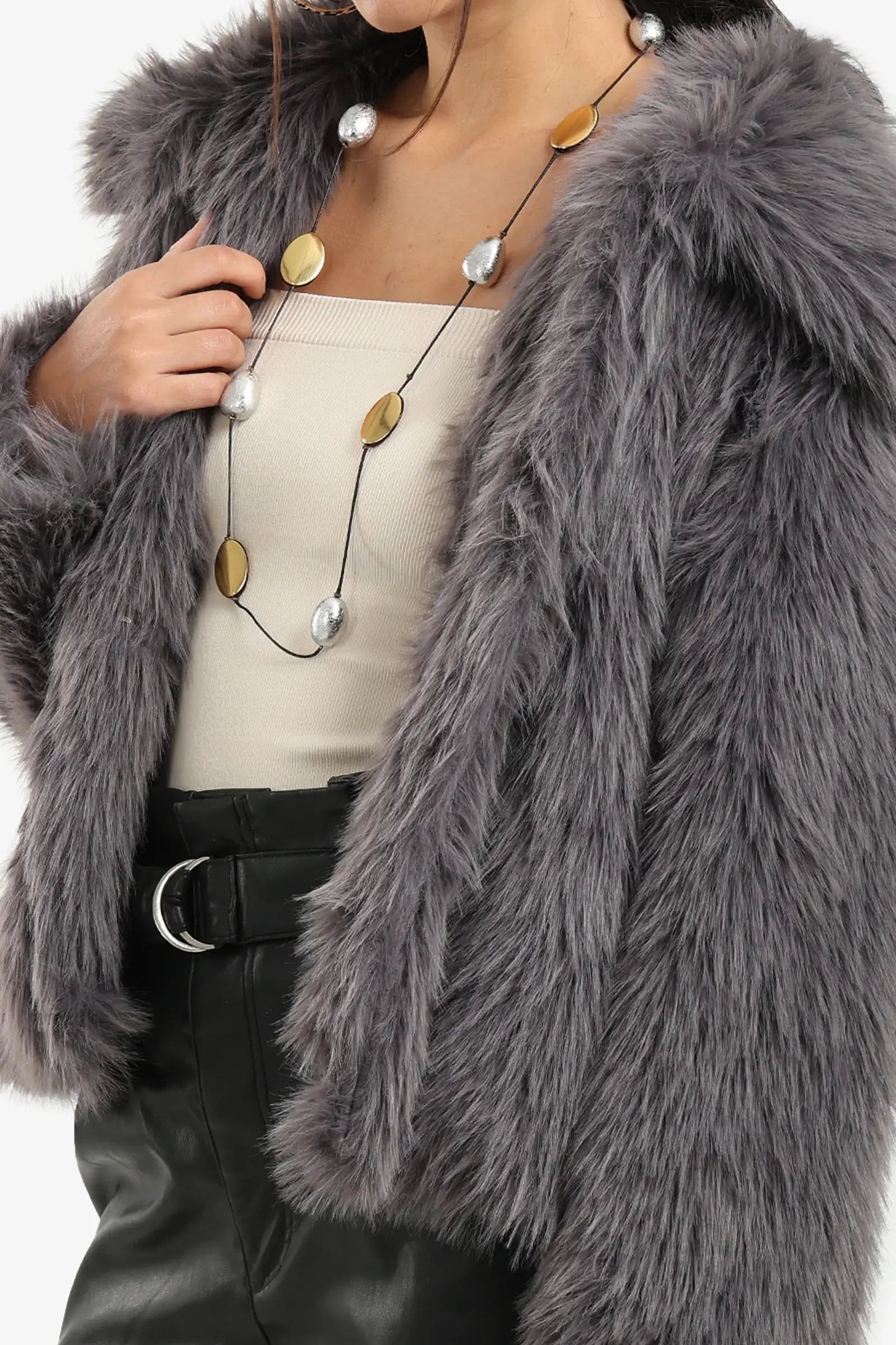 معطف شيربا مفتوح العنق