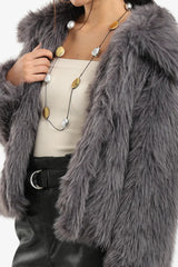 معطف شيربا مفتوح العنق