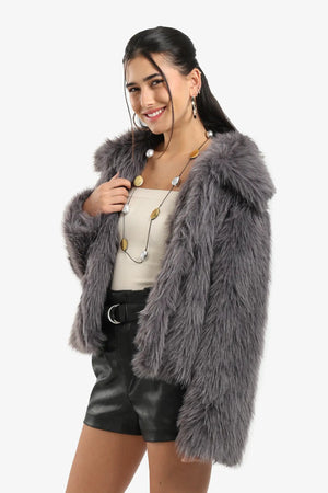 معطف شيربا مفتوح العنق