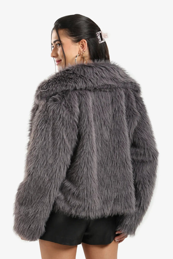 معطف شيربا مفتوح العنق