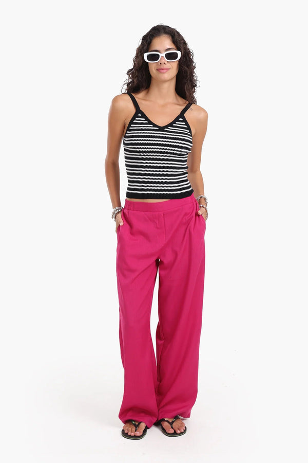Striped print blouse with thin straps