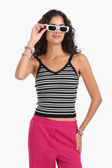 بلوزة بطبعة خطوط بحمالات رفيعة - Carinasaudi.com