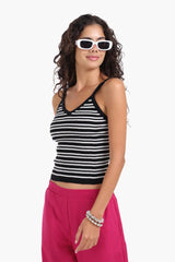 بلوزة بطبعة خطوط بحمالات رفيعة - Carinasaudi.com