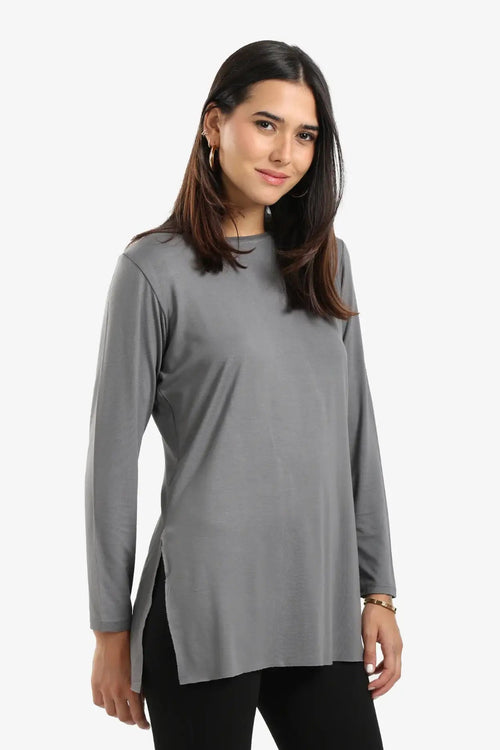 long-sleeved poplin blouse