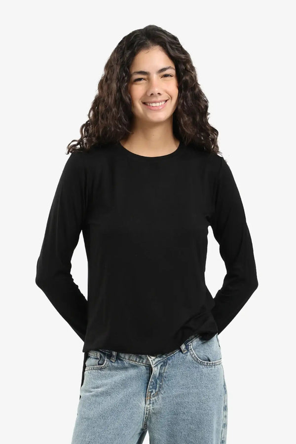 long-sleeved poplin blouse