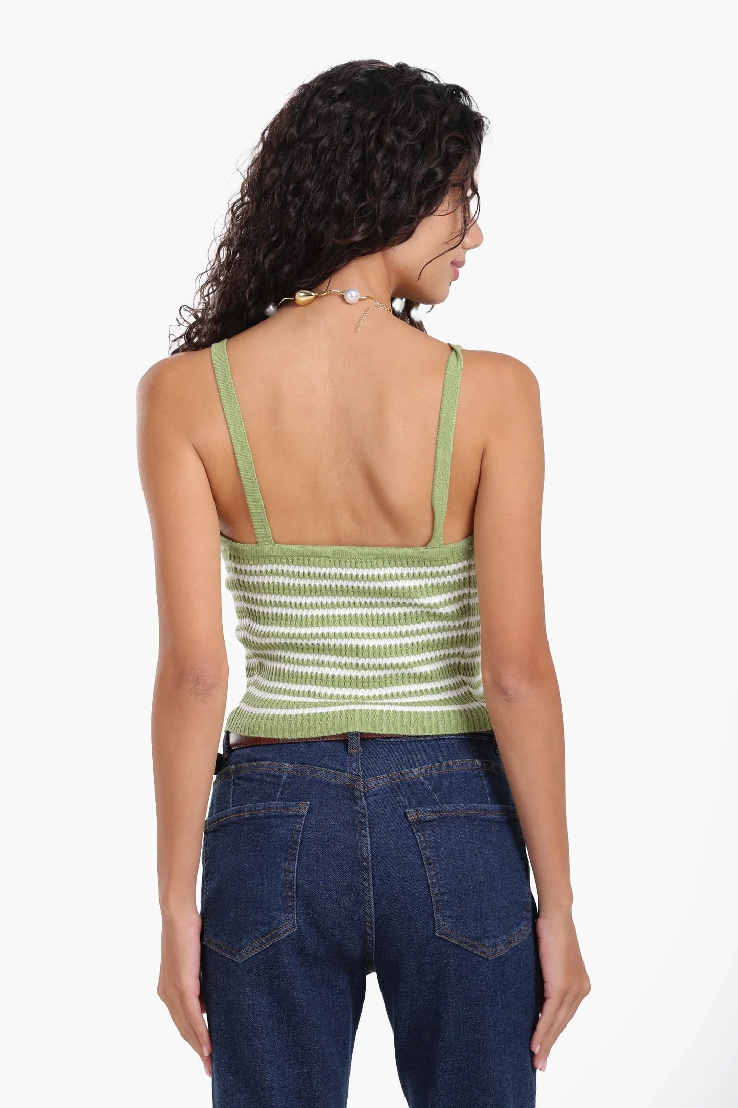 بلوزة بطبعة خطوط بحمالات رفيعة - Carinasaudi.com