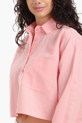 قميص قصير بأكمام طويلة بجيب امامي - Carinasaudi.com