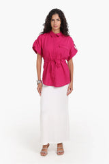 قميص باكمام قصيرة برباط علي الخصر - Carinasaudi.com