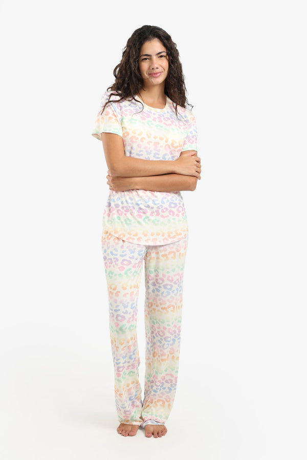 Colorful leopard print pajama set