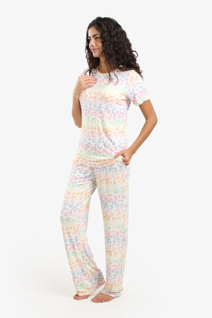 Colorful leopard print pajama set