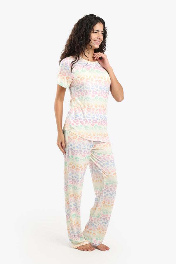 Colorful leopard print pajama set
