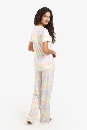 Colorful leopard print pajama set
