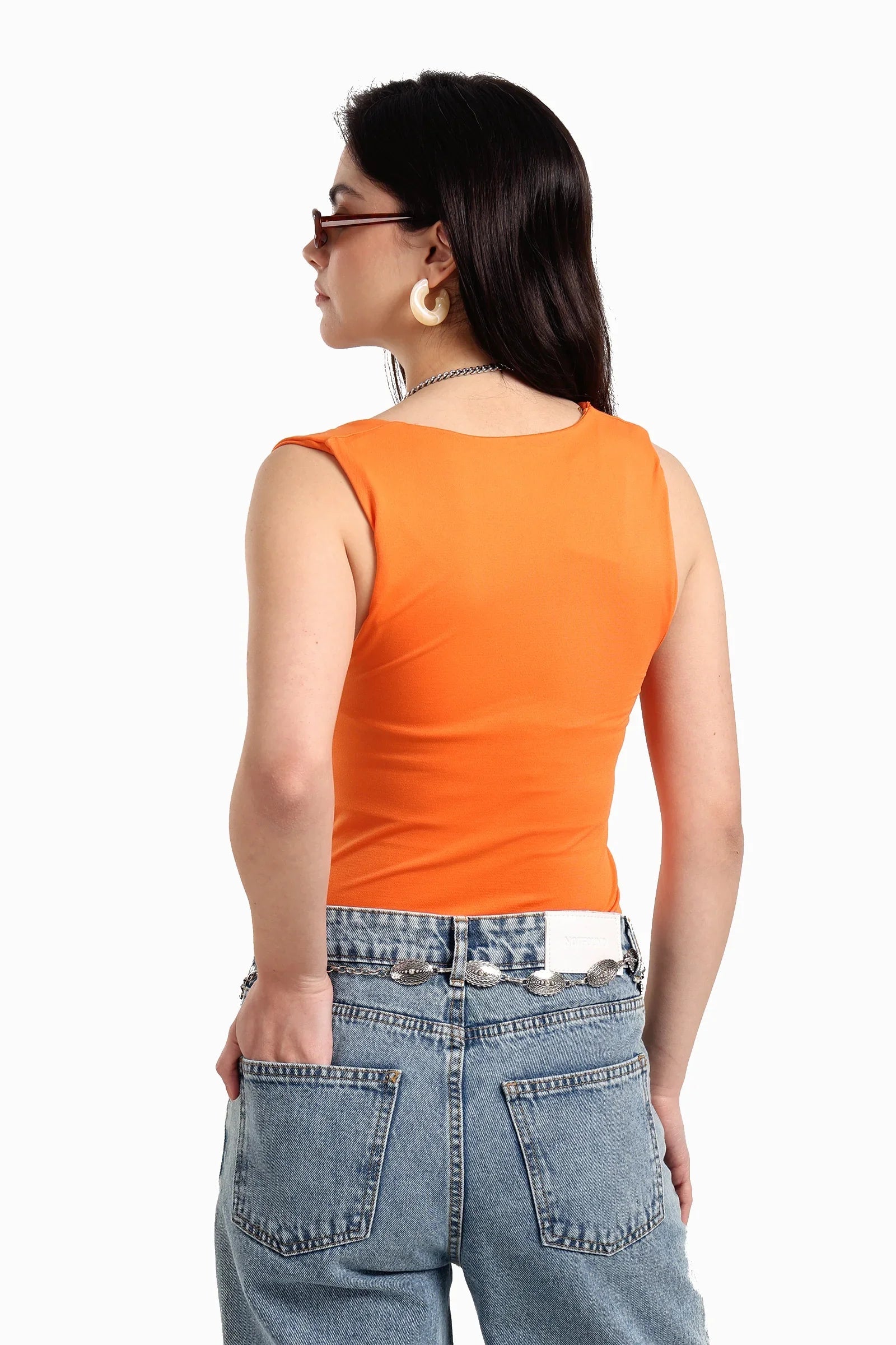 بلوزة بدون أكمام برقبة مربعة - Carinasaudi.com