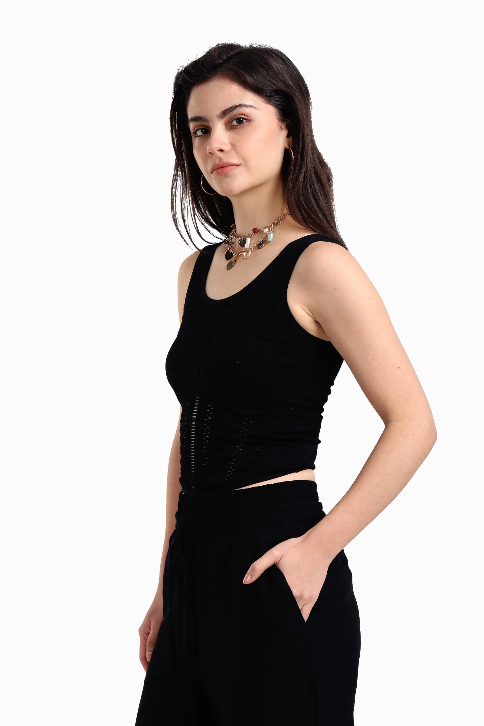 بلوزة بدون أكمام شبكية - Carinasaudi.com