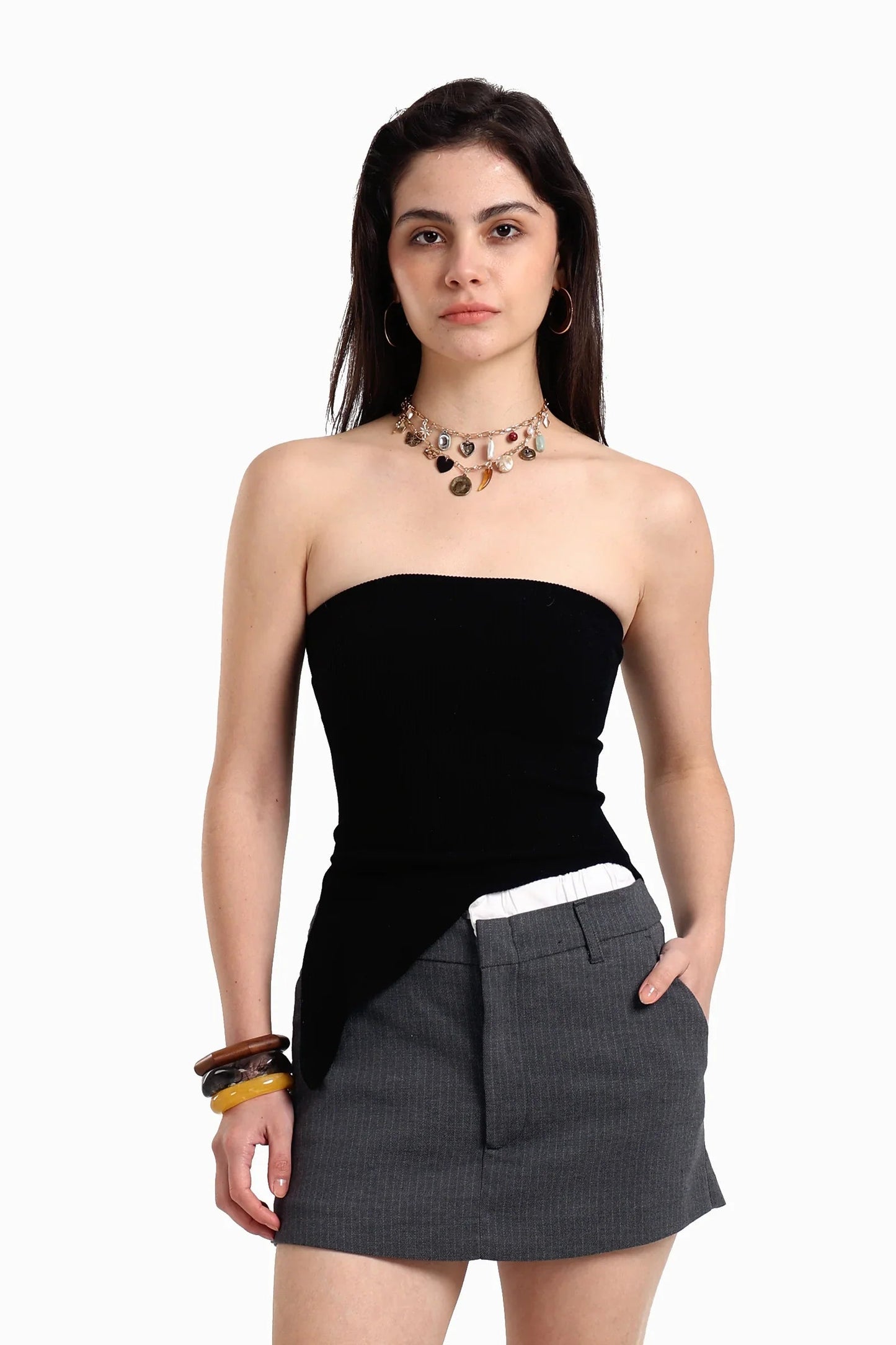 بلوزة بدون اكمام بحواف غير متماثلة - Carinasaudi.com