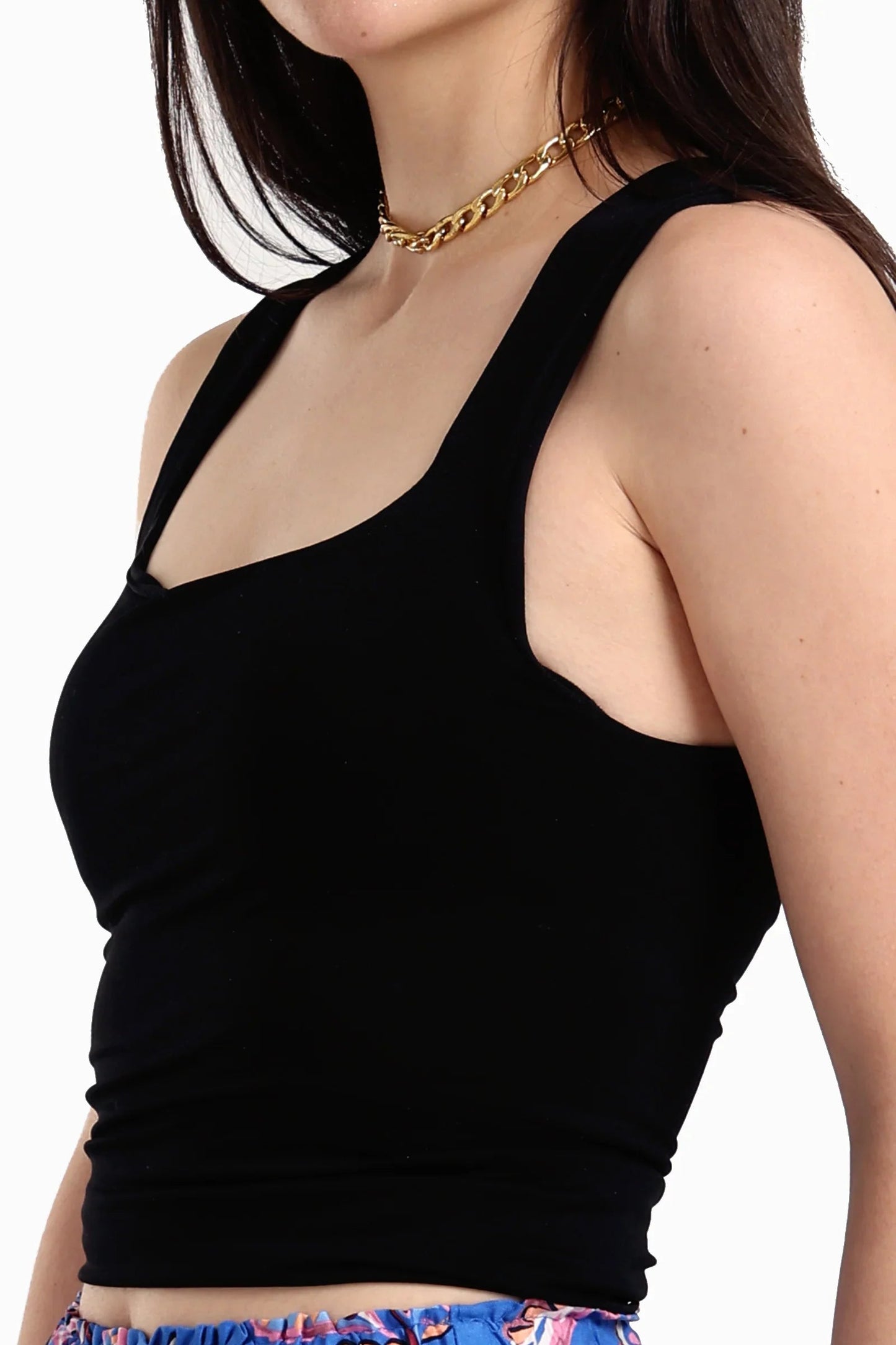 بلوزة بدون أكمام برقبة مربعة - Carinasaudi.com