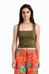 بلوزة بدون أكمام برقبة مربعة - Carinasaudi.com