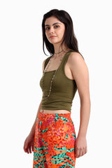 بلوزة بدون أكمام برقبة مربعة - Carinasaudi.com