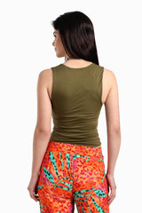 بلوزة بدون أكمام برقبة مربعة - Carinasaudi.com