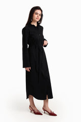 فستان قميص بوبلين باكمام طويلة - Carinasaudi.com