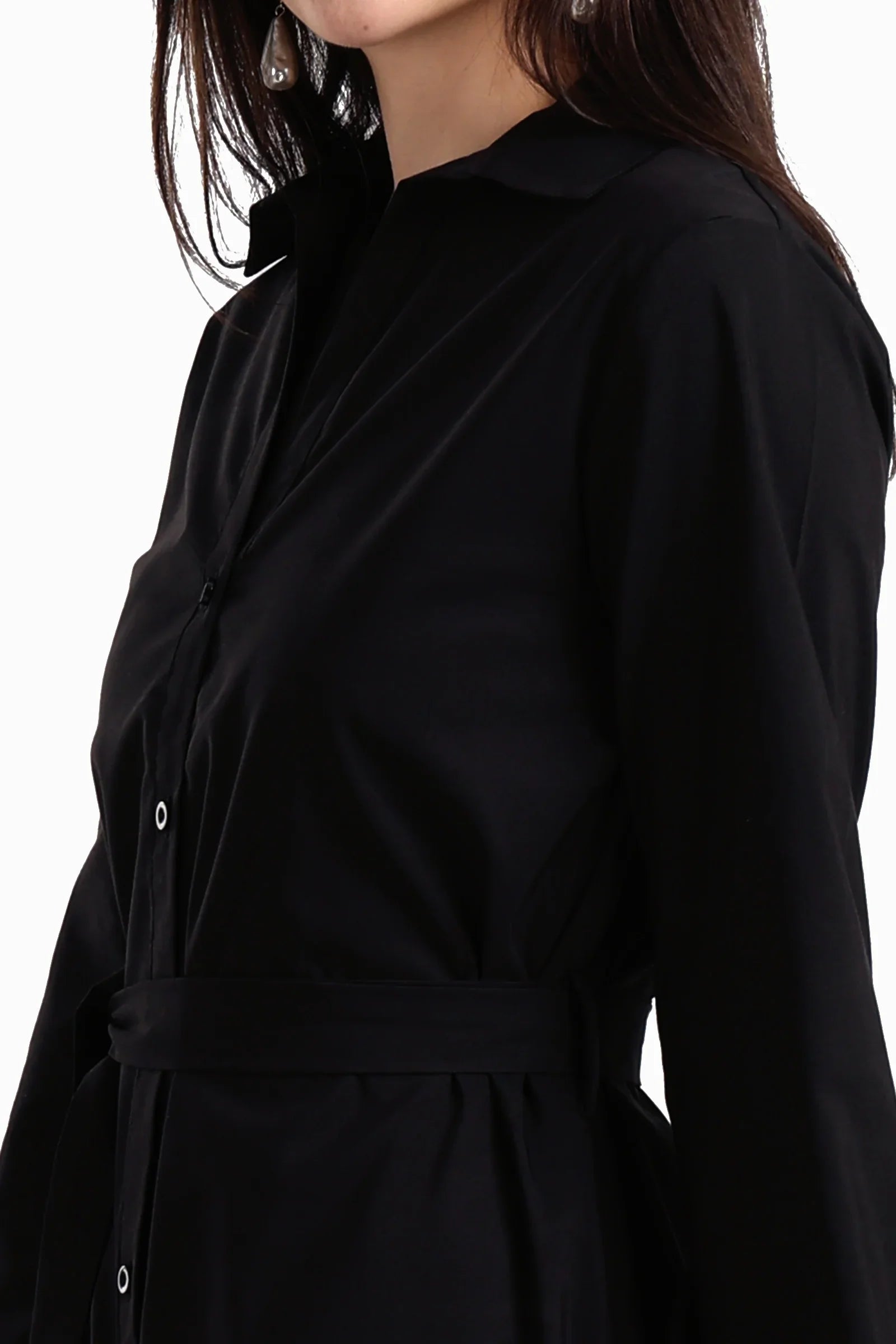 فستان قميص بوبلين باكمام طويلة - Carinasaudi.com