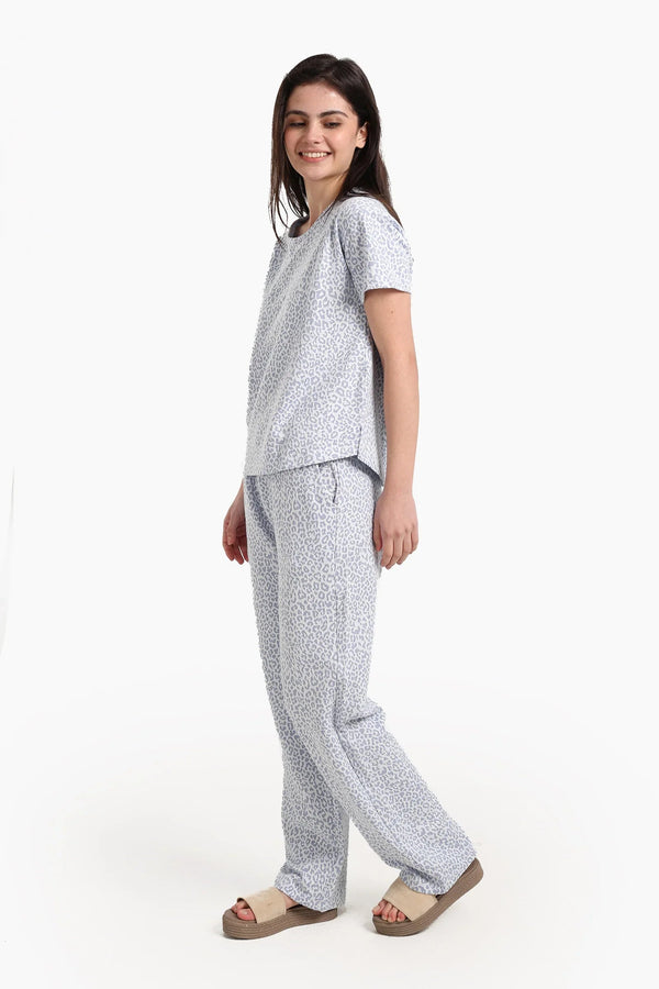 Leopard Print Short Sleeve Pajamas