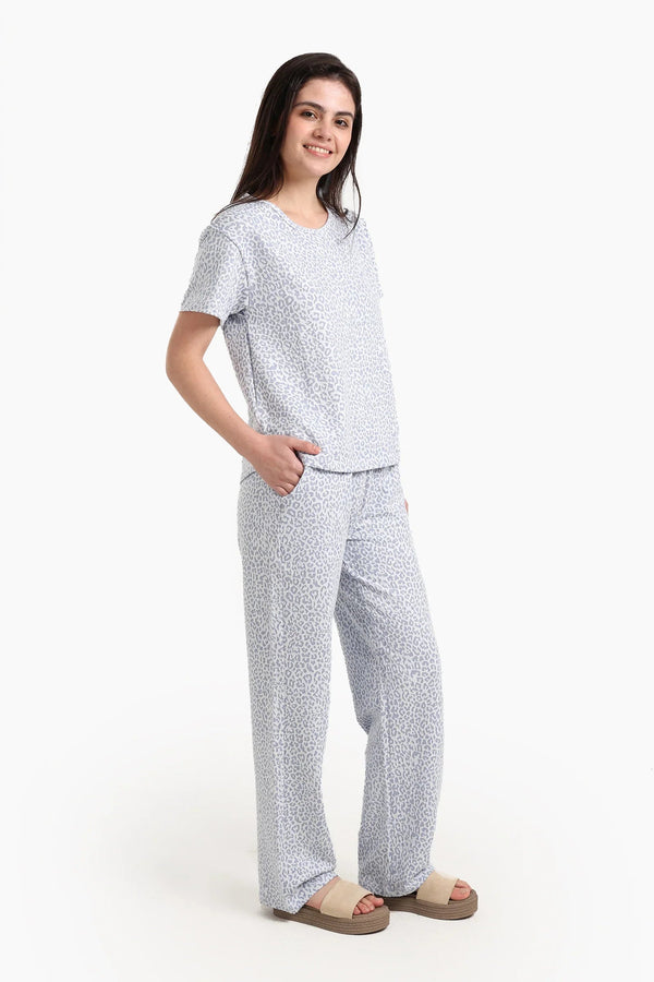 Leopard Print Short Sleeve Pajamas