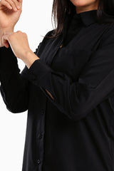 قميص قطني باكمام طويلة بأزرار امامية - Carinasaudi.com