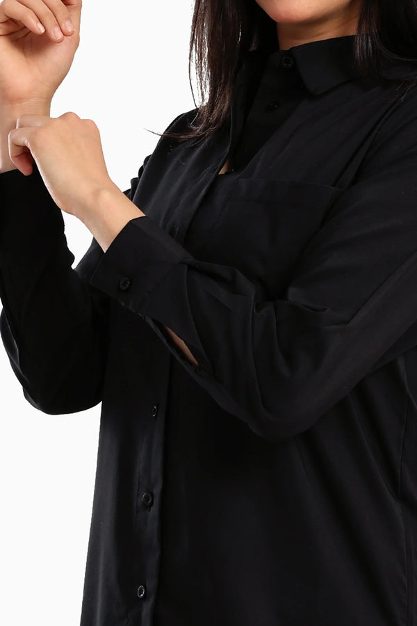 Long-sleeved cotton shirt with front buttons