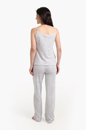 Lace-trimmed printed pajamas
