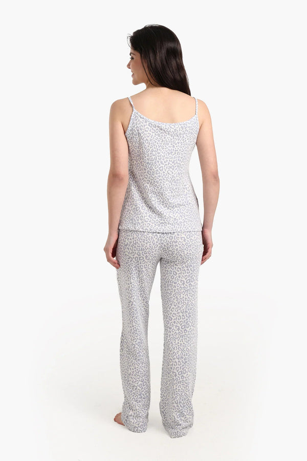 Lace-trimmed printed pajamas