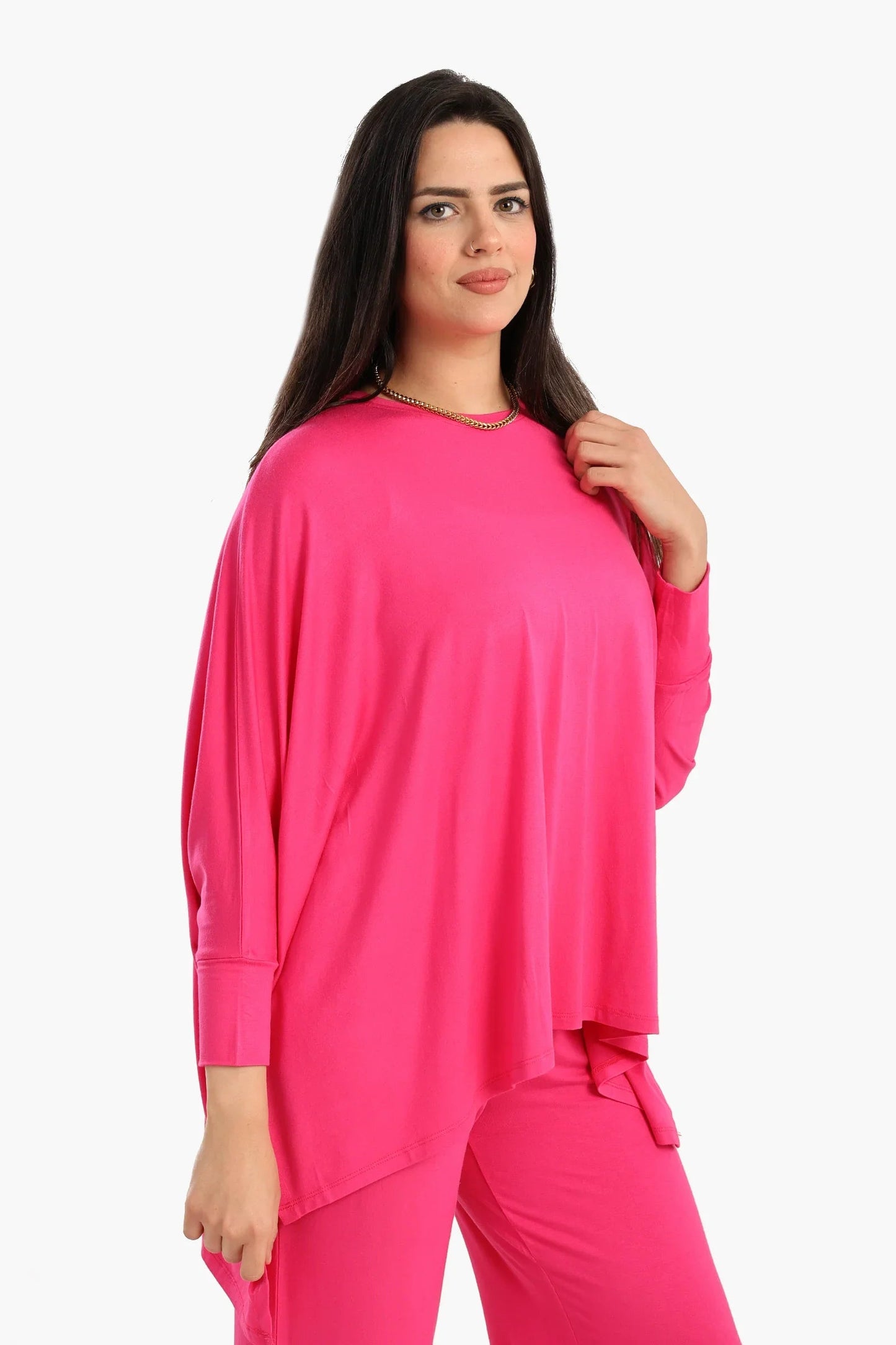 بلوزة باكمام طويلة غير متماثلة الطول - Carinasaudi.com