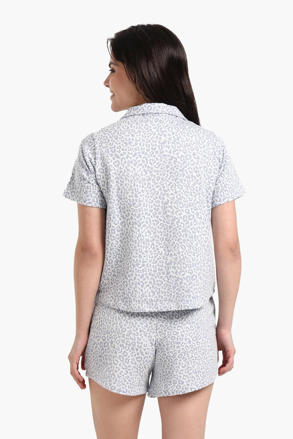 Short-sleeved printed pajama shorts