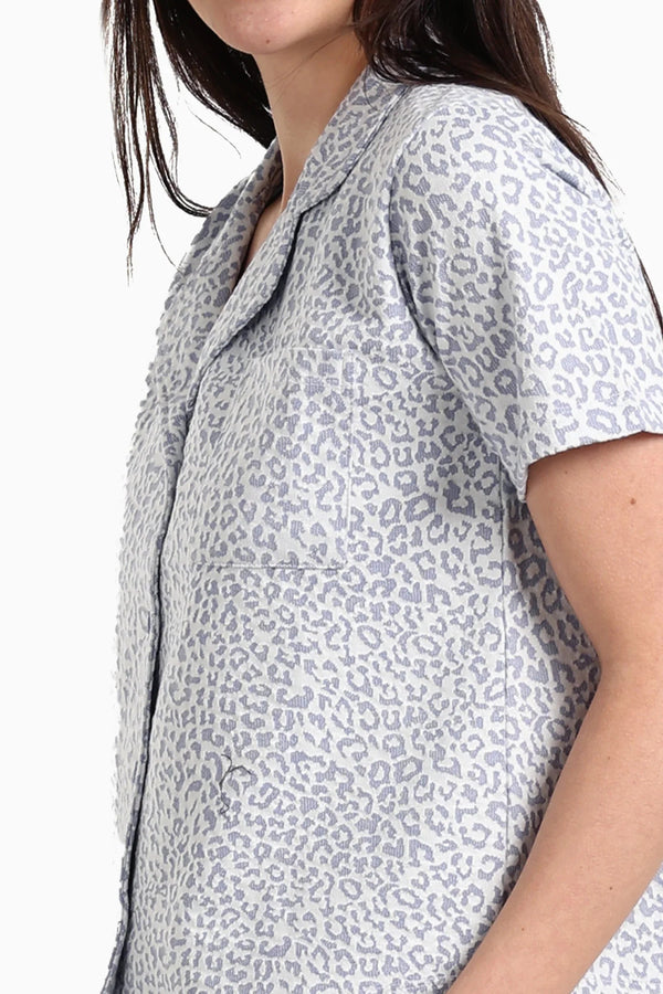 Short-sleeved printed pajama shorts