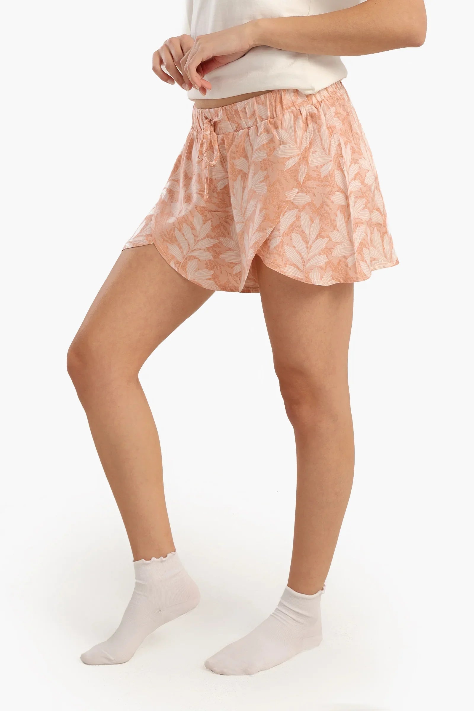 شورت بيجاما بطبعة ورق الشجر - Carinasaudi.com