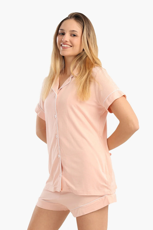 Short-sleeved pajama shorts