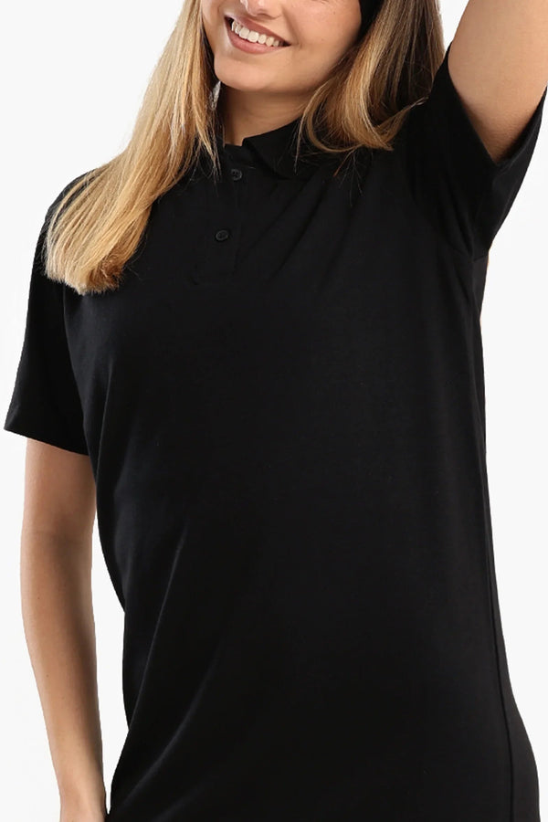 Short-sleeved cotton polo collar dress