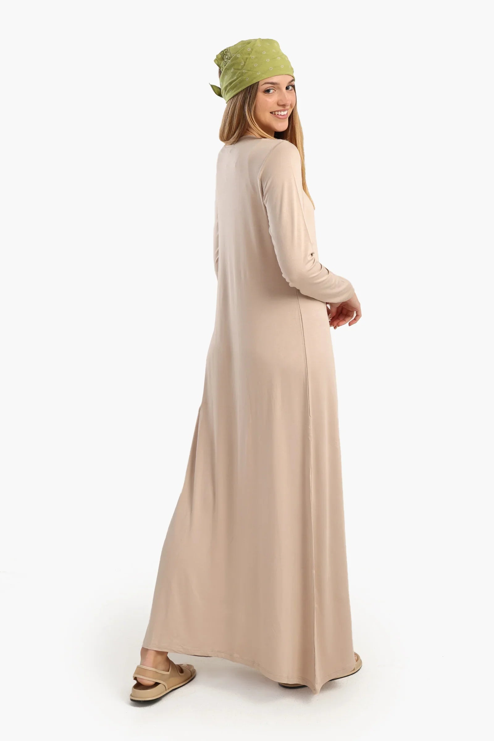 فستان فيسكوز برقبة دائرية - Carinasaudi.com