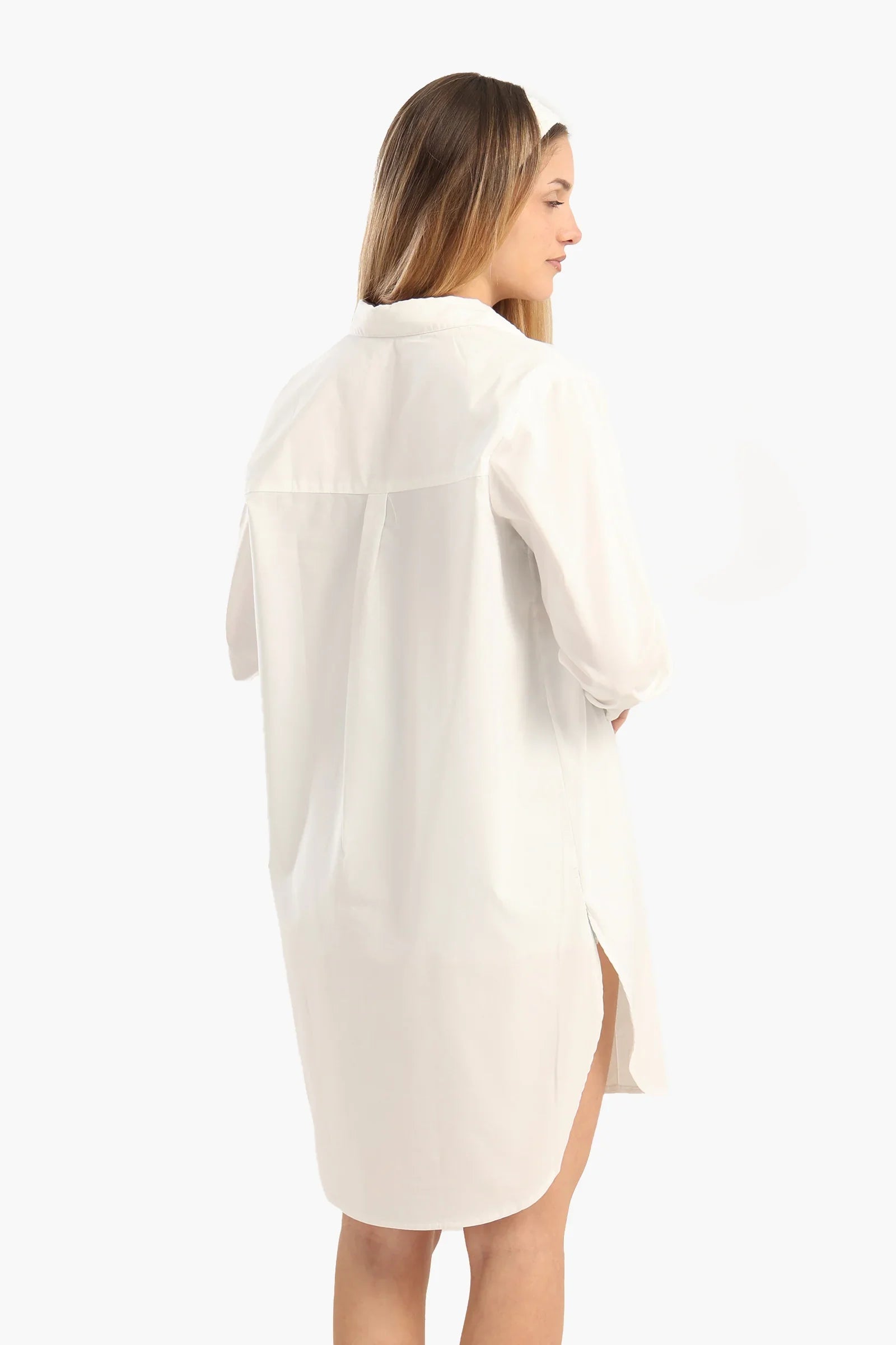 قميص قطني باكمام طويلة بأزرار امامية - Carinasaudi.com