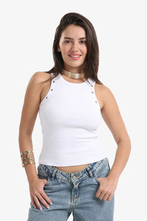 The top is decorated with metal buttons.