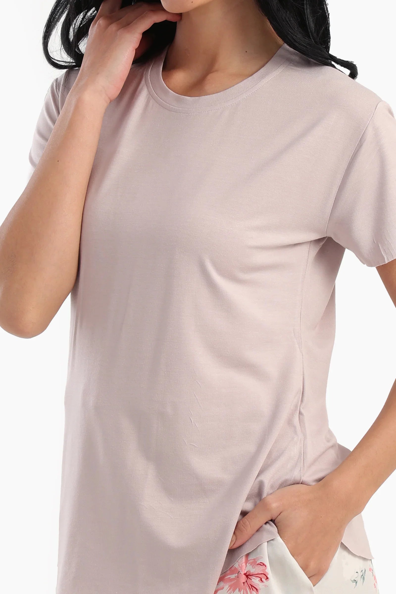 تيشيرت بيجاما باكمام قصيرة فيسكوز - Carinasaudi.com