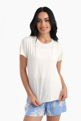 تيشيرت بيجاما باكمام قصيرة فيسكوز - Carinasaudi.com