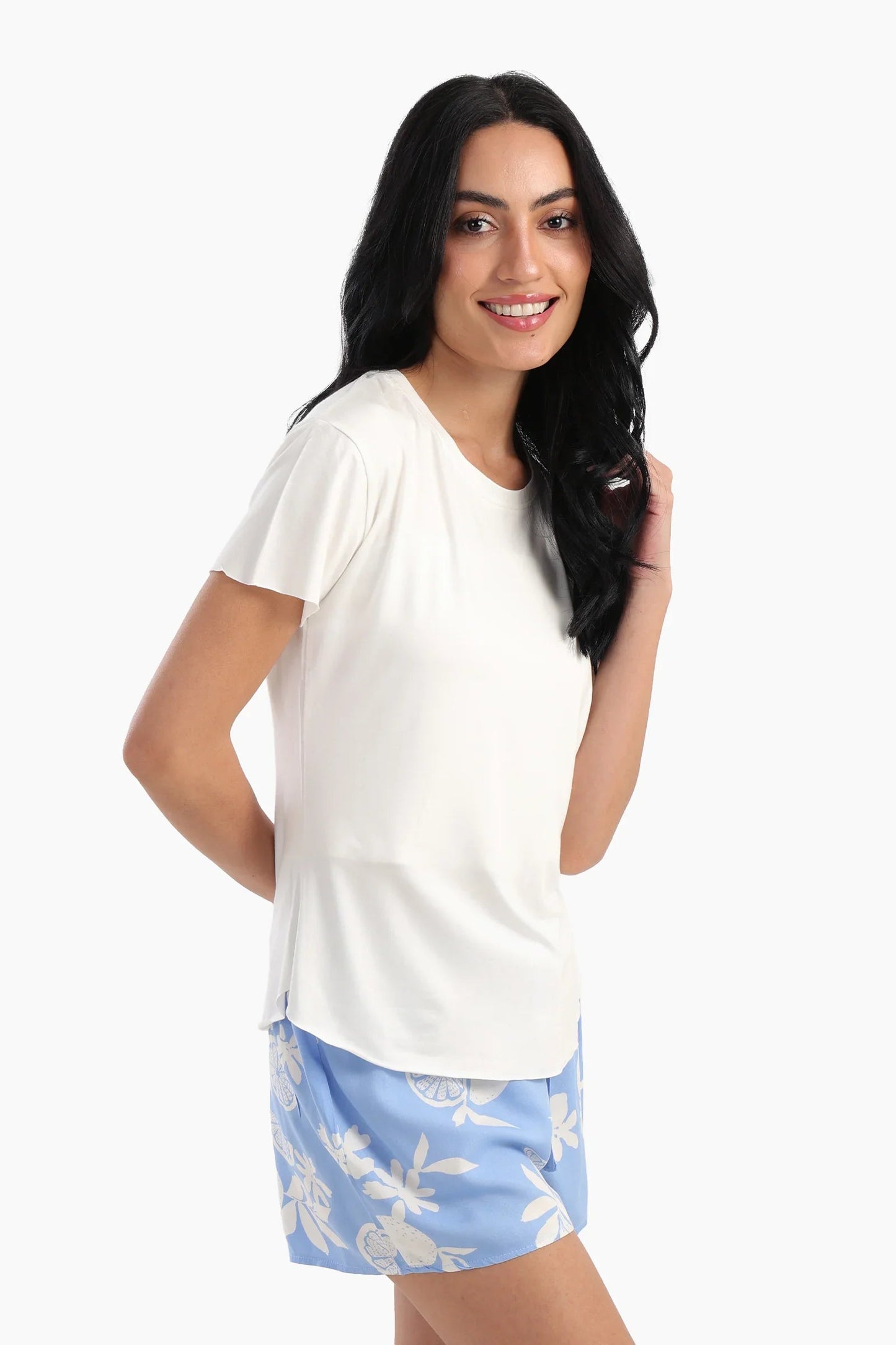 تيشيرت بيجاما باكمام قصيرة فيسكوز - Carinasaudi.com