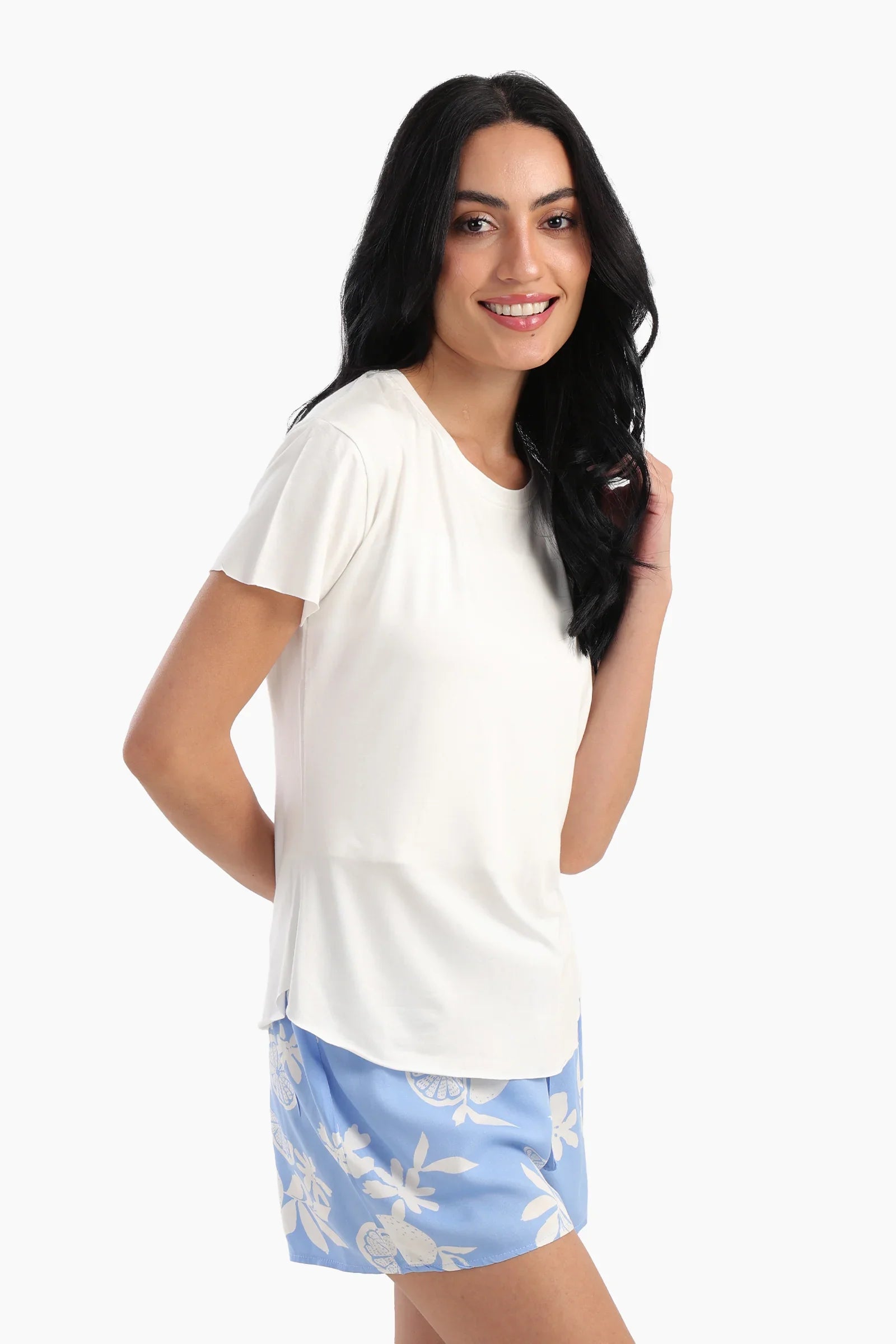 تيشيرت بيجاما باكمام قصيرة فيسكوز - Carinasaudi.com