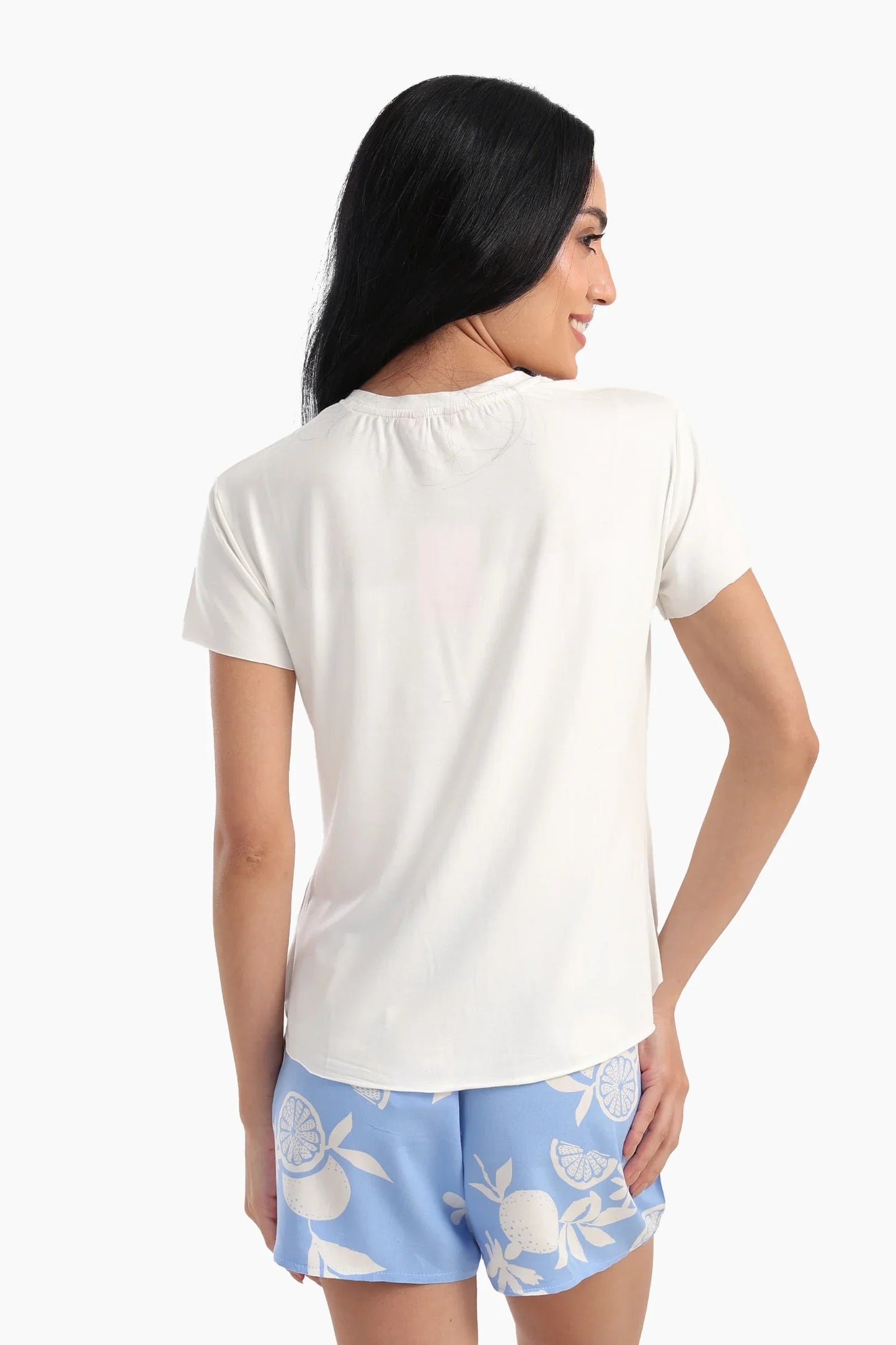 تيشيرت بيجاما باكمام قصيرة فيسكوز - Carinasaudi.com