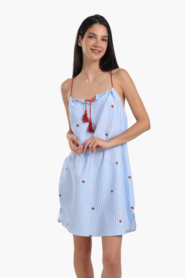 قميص نوم حمالات بطبعة فراولة - Carinasaudi.com