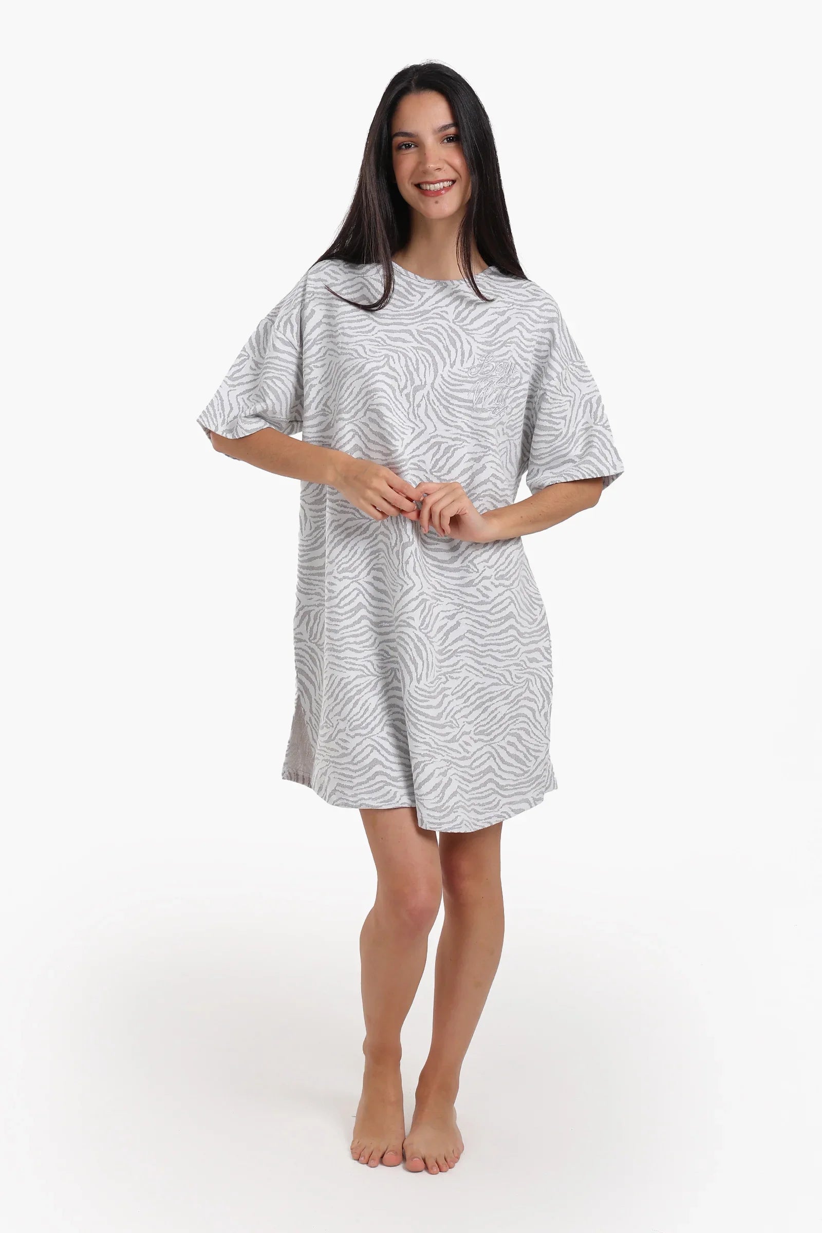 قميص نوم بطبعة باكمام قصيرة - Carinasaudi.com