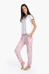 بيجاما بطبعات وردية - Carinasaudi.com