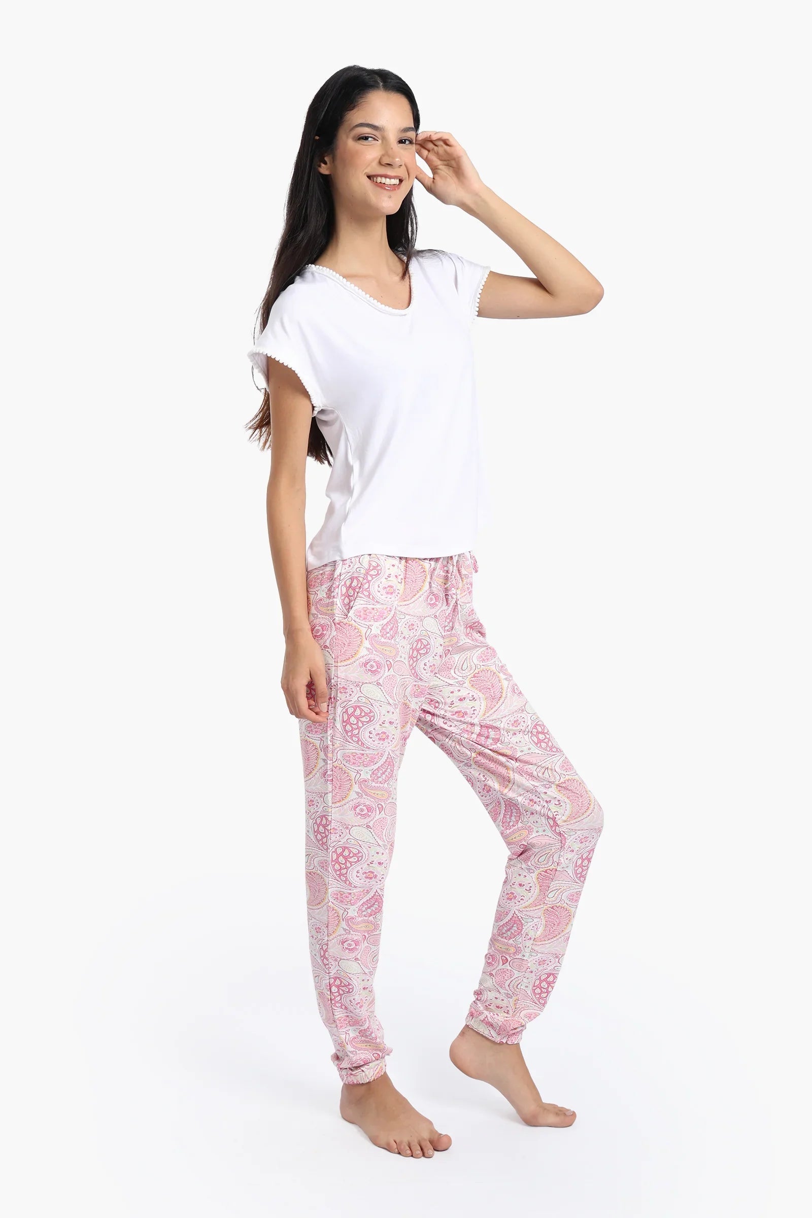 بيجاما بطبعات وردية - Carinasaudi.com