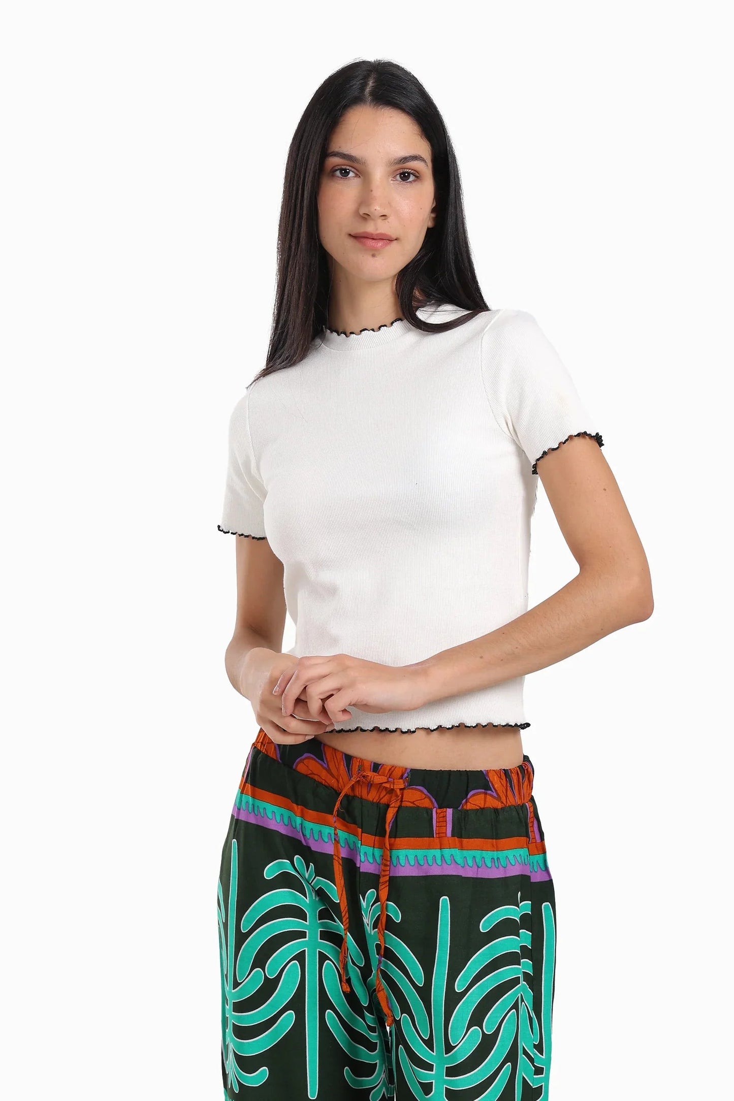 بلوزة بحواف ملونة - Carinasaudi.com